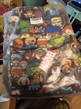 Marvel Black Backpack with Orange, Blue & Green Kawaii Characters